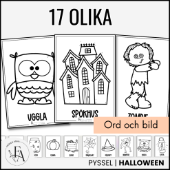 Målarbok Halloween: 17 målarbilder