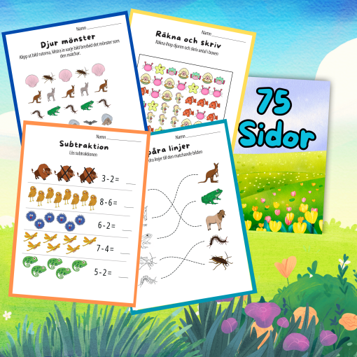 Matte till 10 Djur 6 - 10 Paket Arbetsböcker 75 Sidor