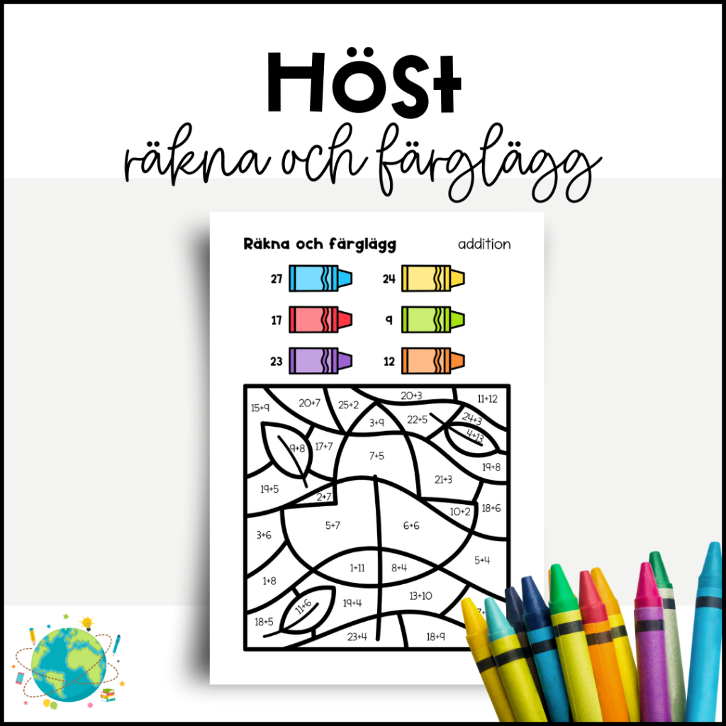 Höst – Räkna och färglägg addition