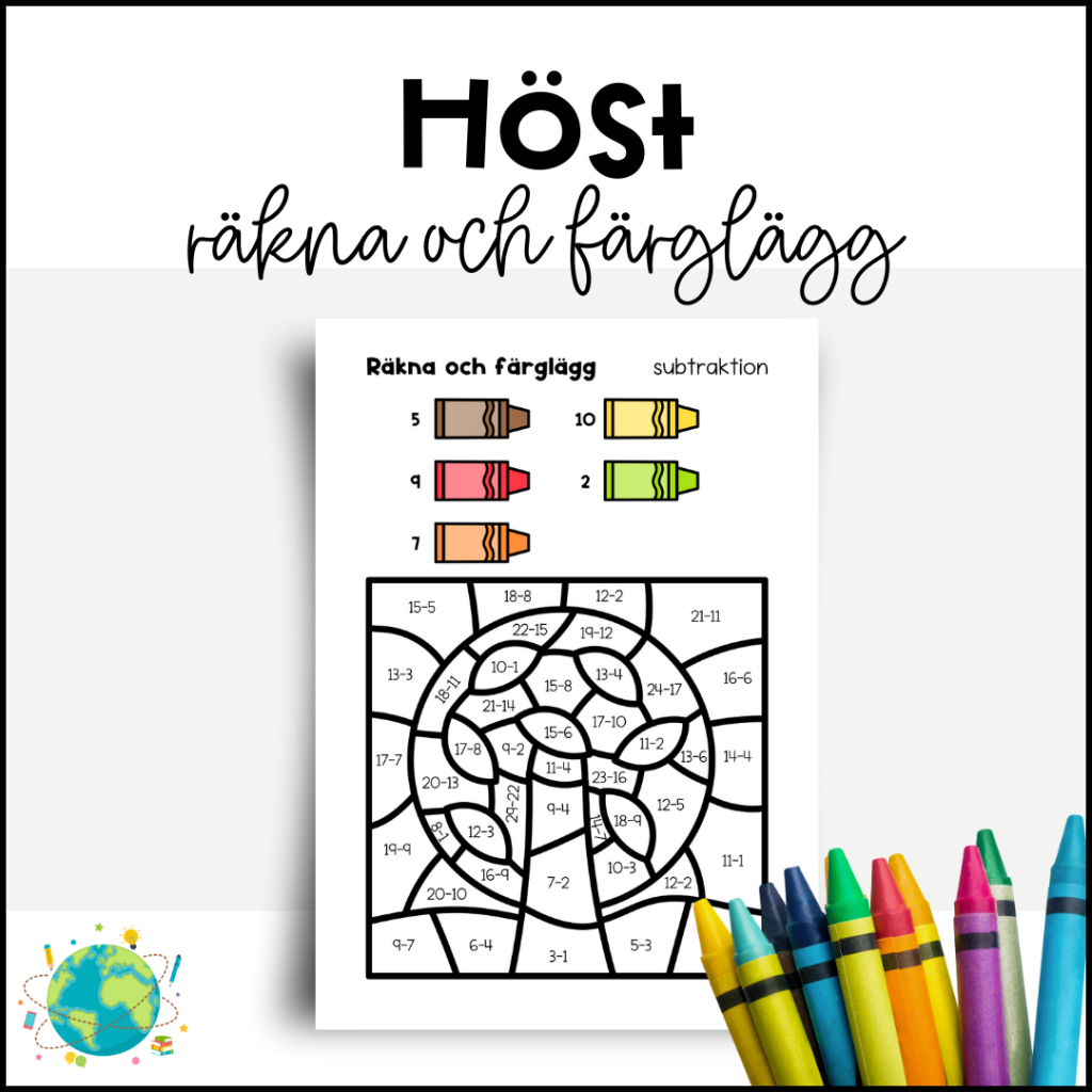 Höst – Räkna och färglägg subtraktion