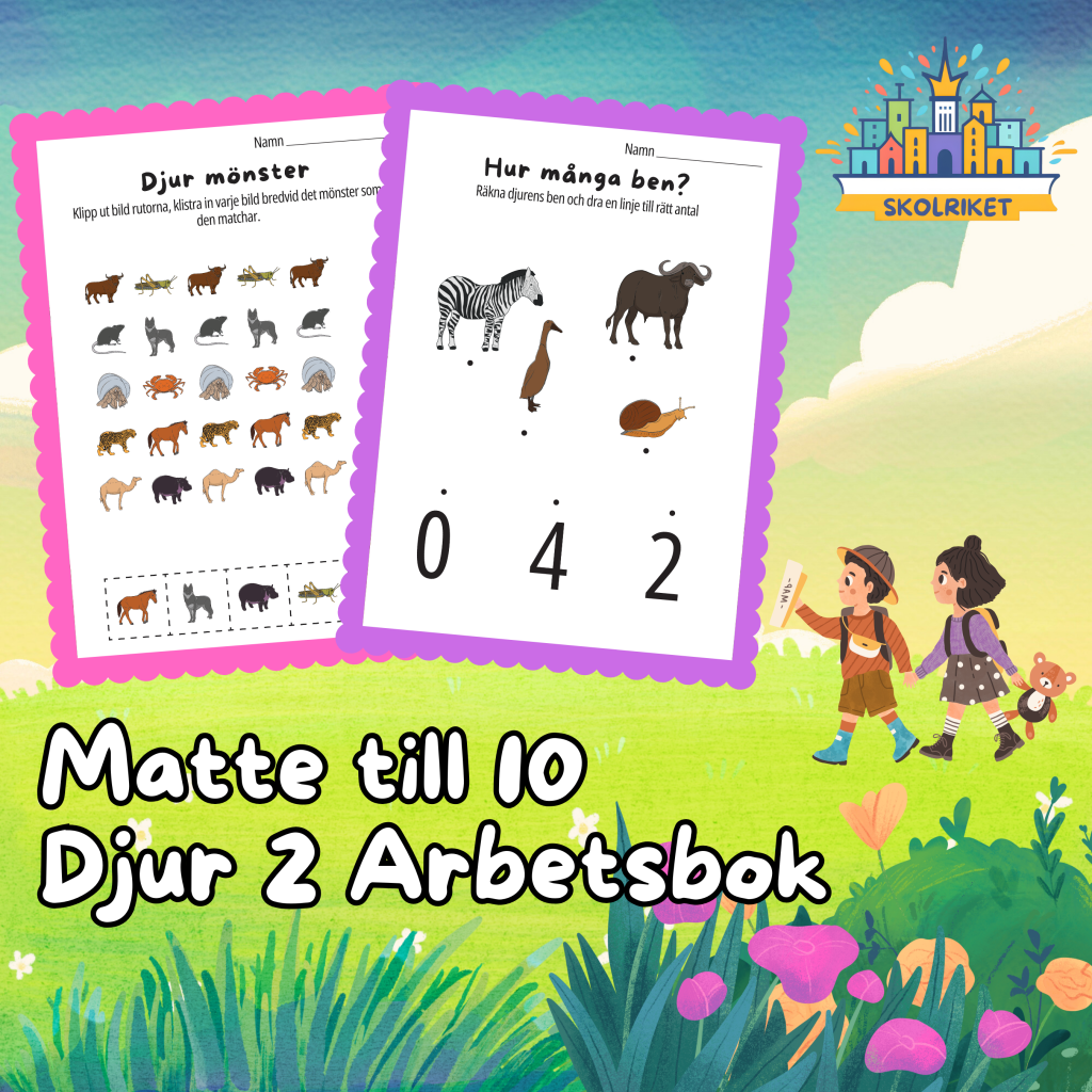 Matte till 10 Djur 2 Arbetsbok 15 Sidor