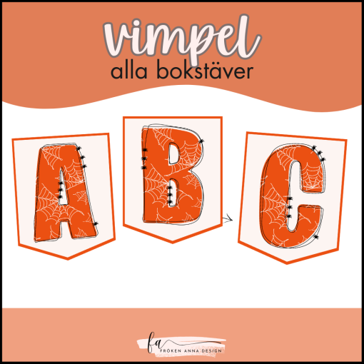 Halloweenvimpel alla bokstäver - skriv vad du vill!