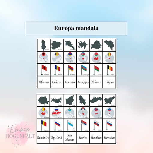 Europas länder mandala + finns i sjön