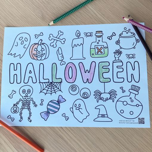 Halloween - färglägg målarbild