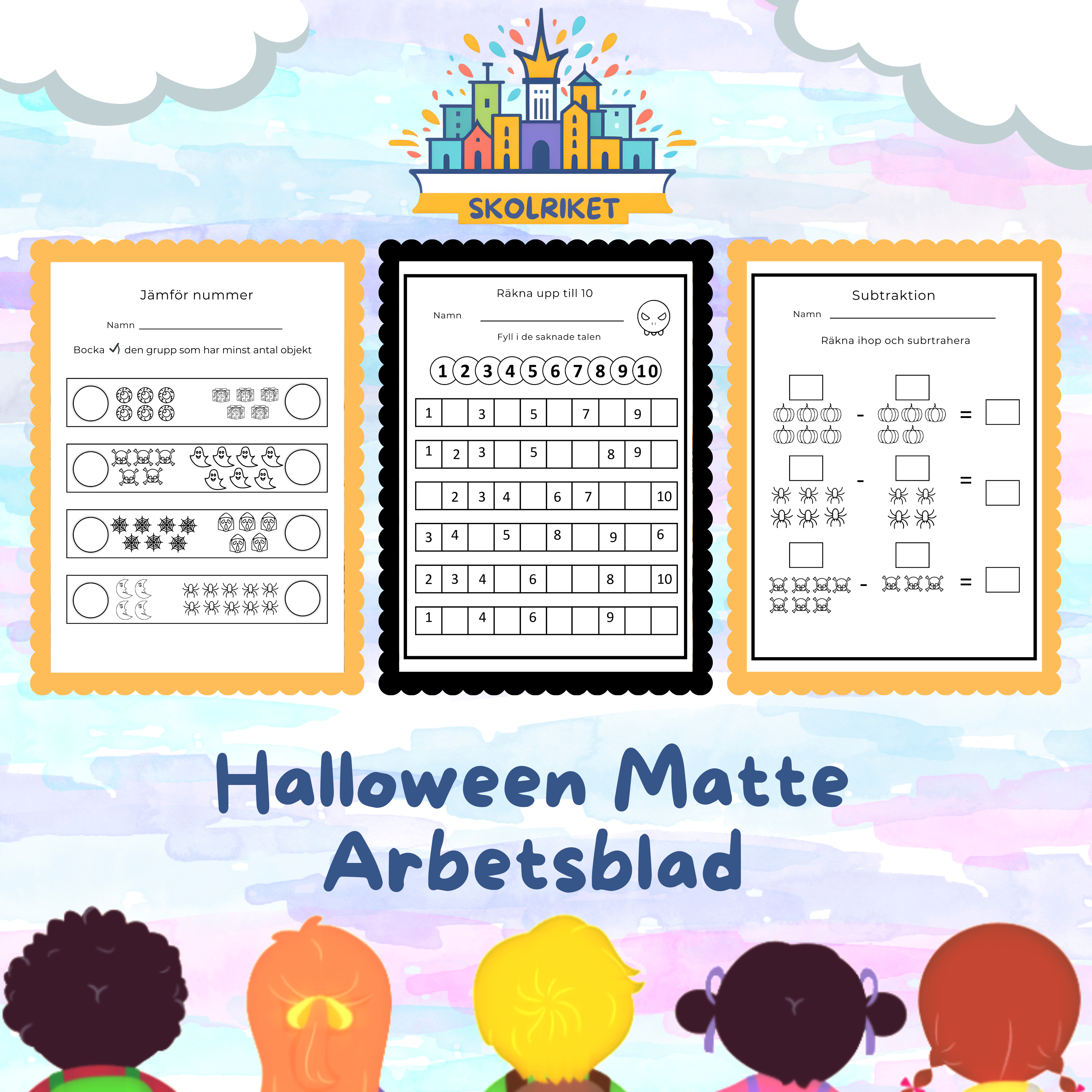Halloween Matte Arbetsblad 24 sidor