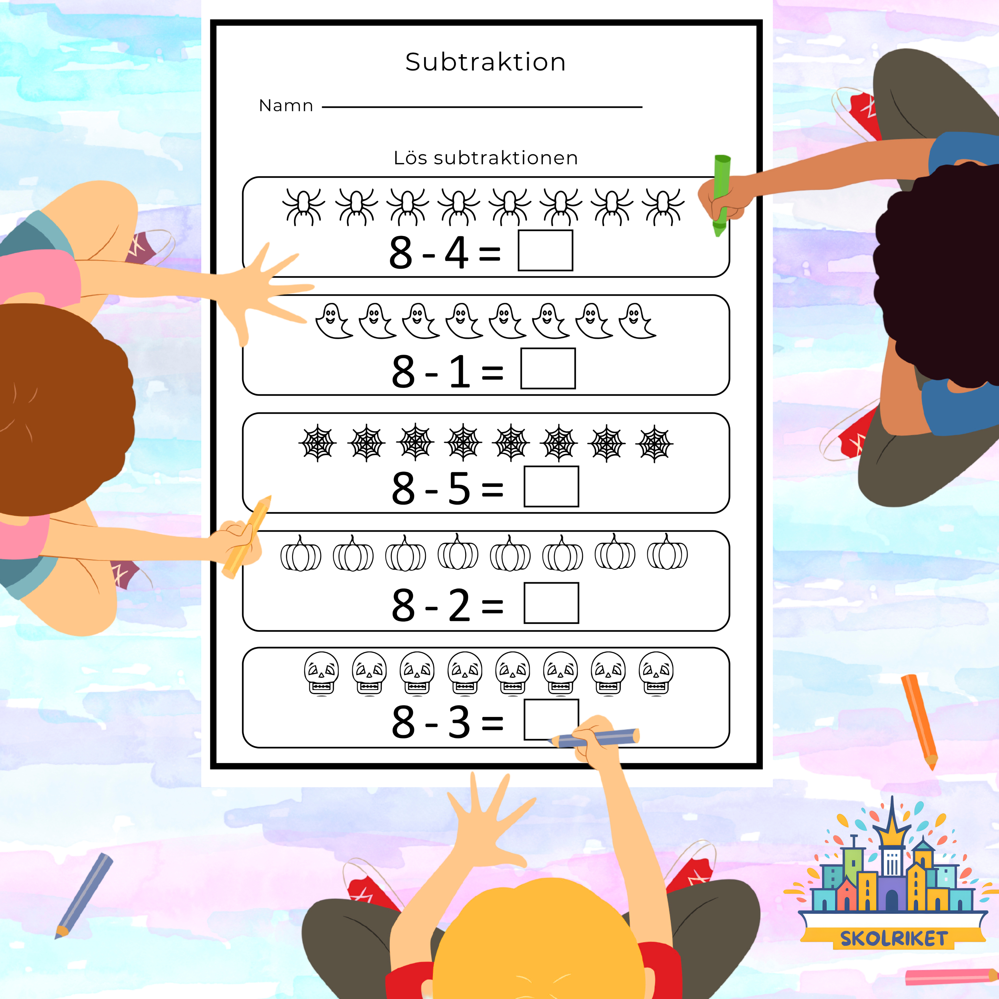 Halloween Matte Arbetsblad 24 sidor