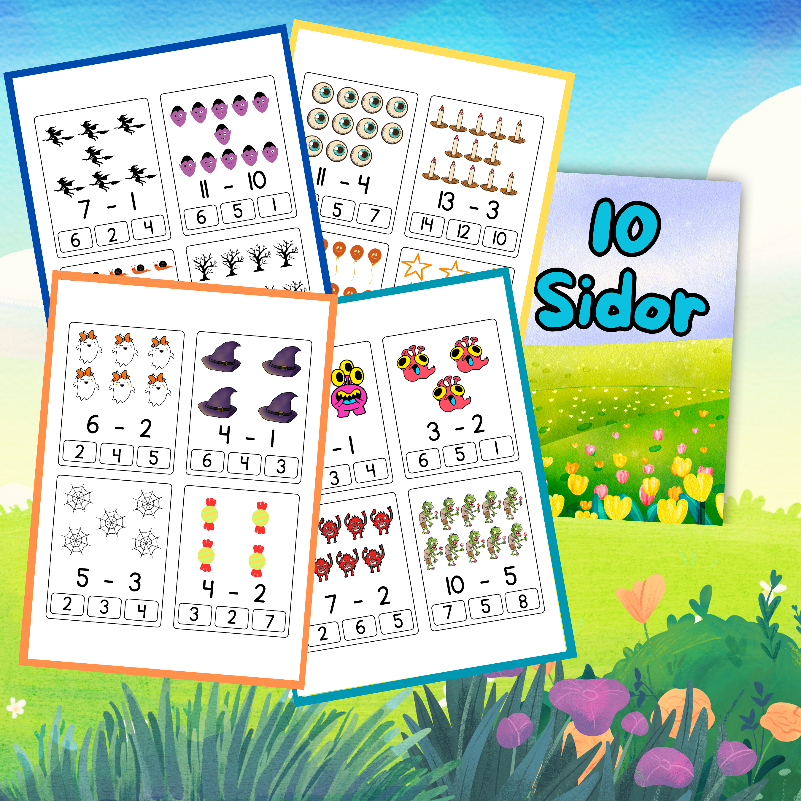 Halloween Subtraktion Kort