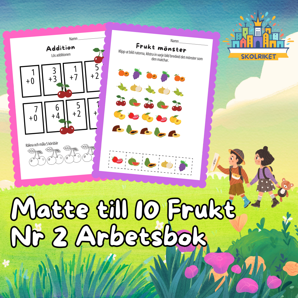 Matte till 10 Frukt Nr 2 Arbetsbok 15 Sidor