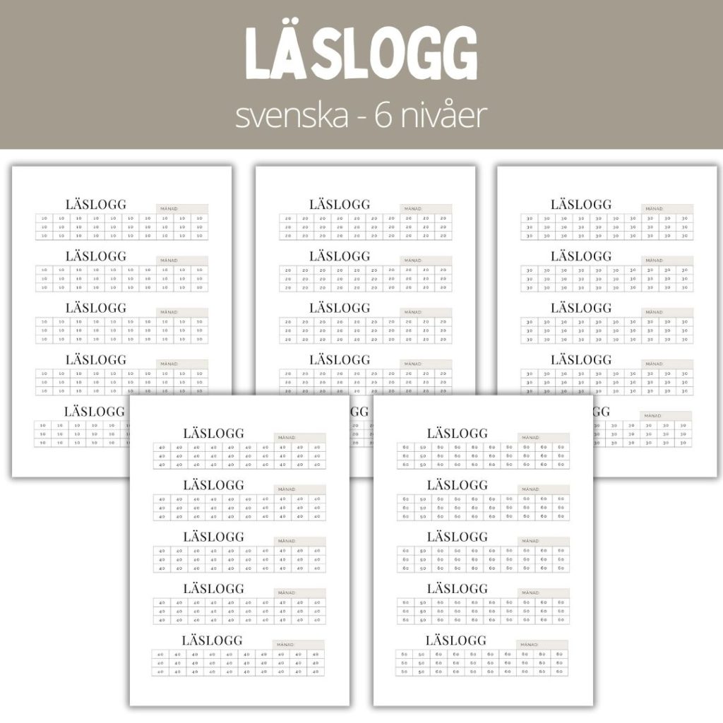 Läslogg – 6 nivåer