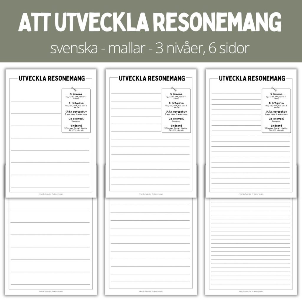 Att utveckla resonemang – 3 nivåer – 6 sidor