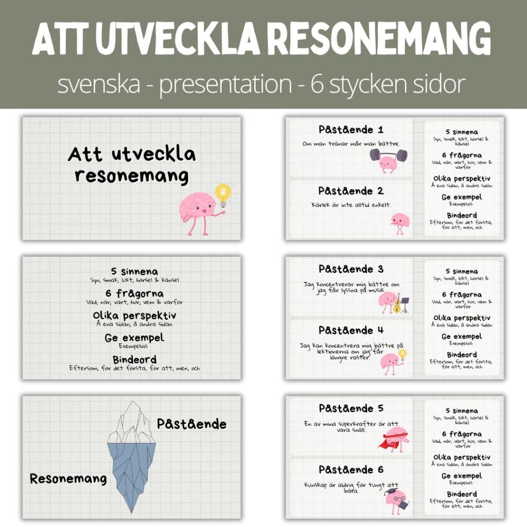 Att utveckla resonemang – presentation – 6 sidor
