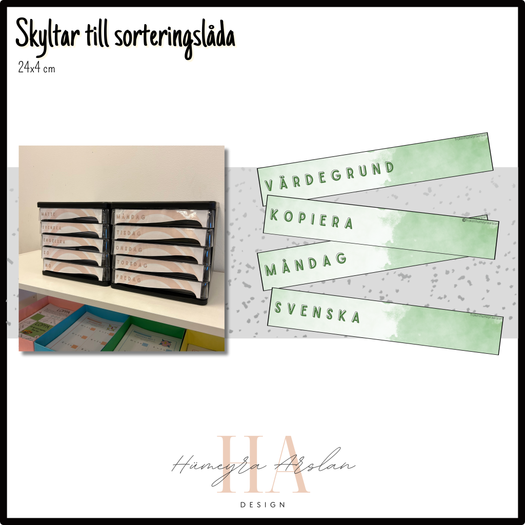 Skyltar till sorteringslåda: Grön