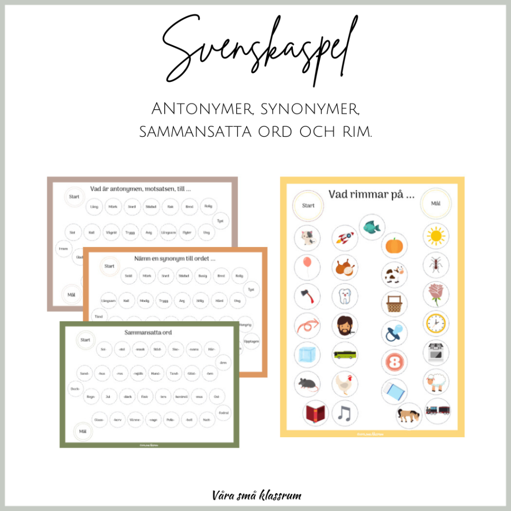 Spel – antonymer, synonymer, sammansatta ord och rim.