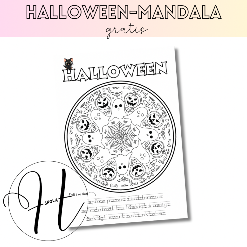 Gratis Halloween-mandala/arbetsblad