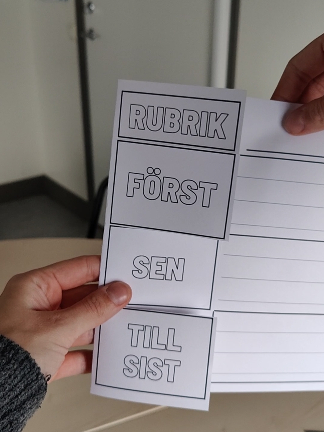 Textindelning - vik och skriv