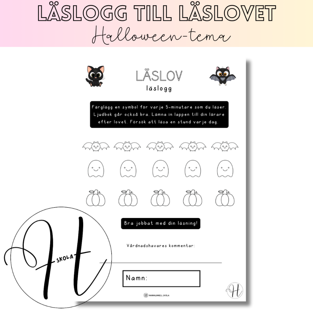 Läslogg till läslovet med Halloweentema