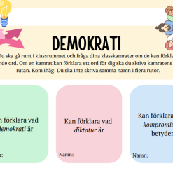 Konversationsbingo/Hitta någon som.. (Demokrati/Klassråd) Beige & pastell