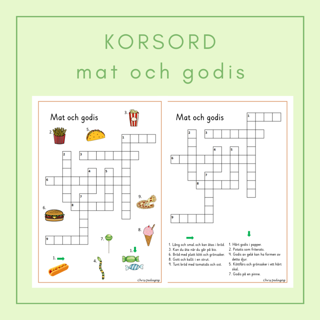Korsord mat och godis