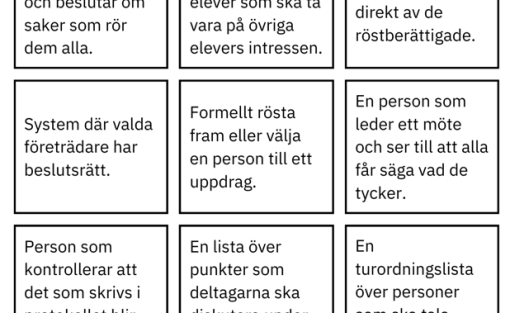 Demokrati/Klassråd Memory spel + facit