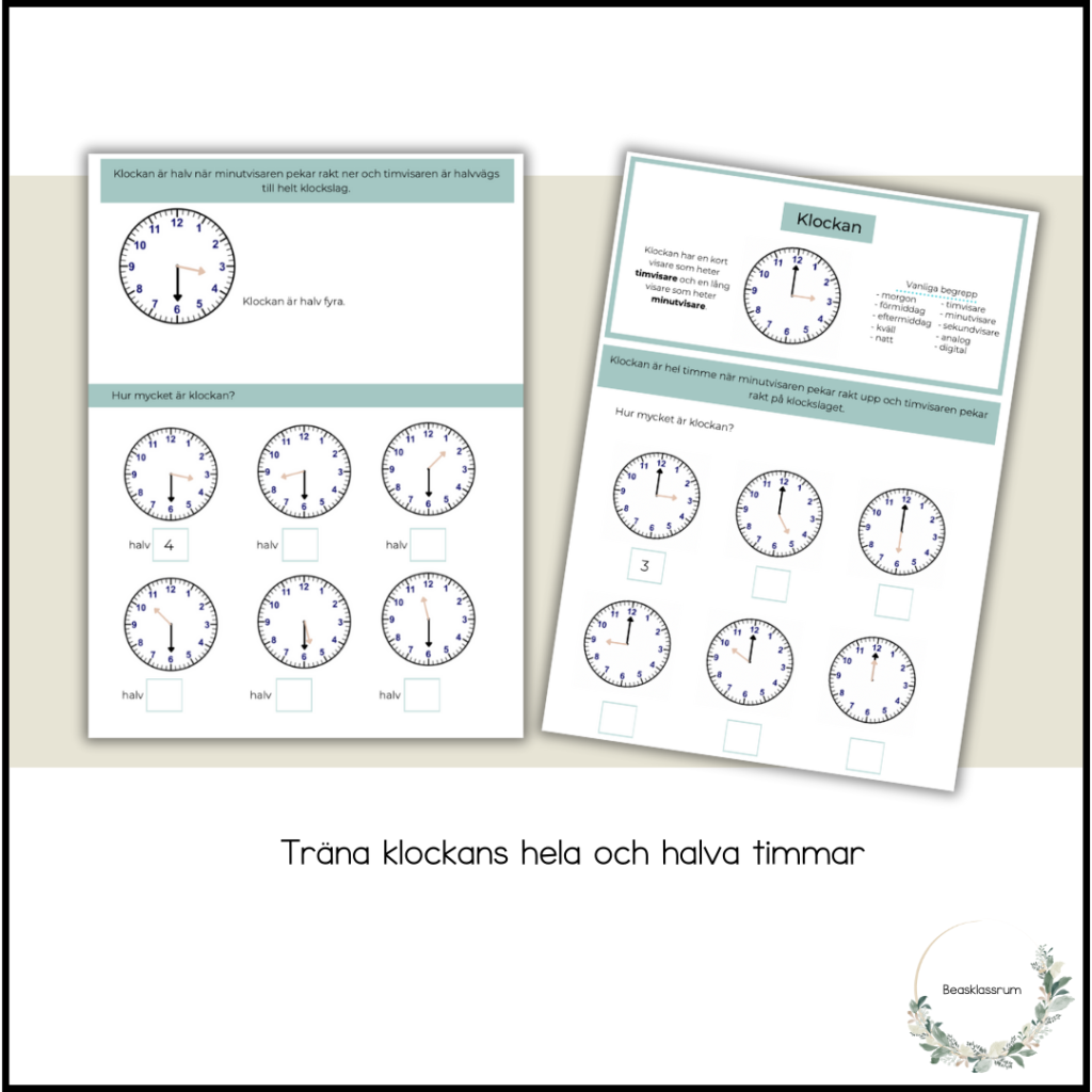 Klockan – hel och halv timme