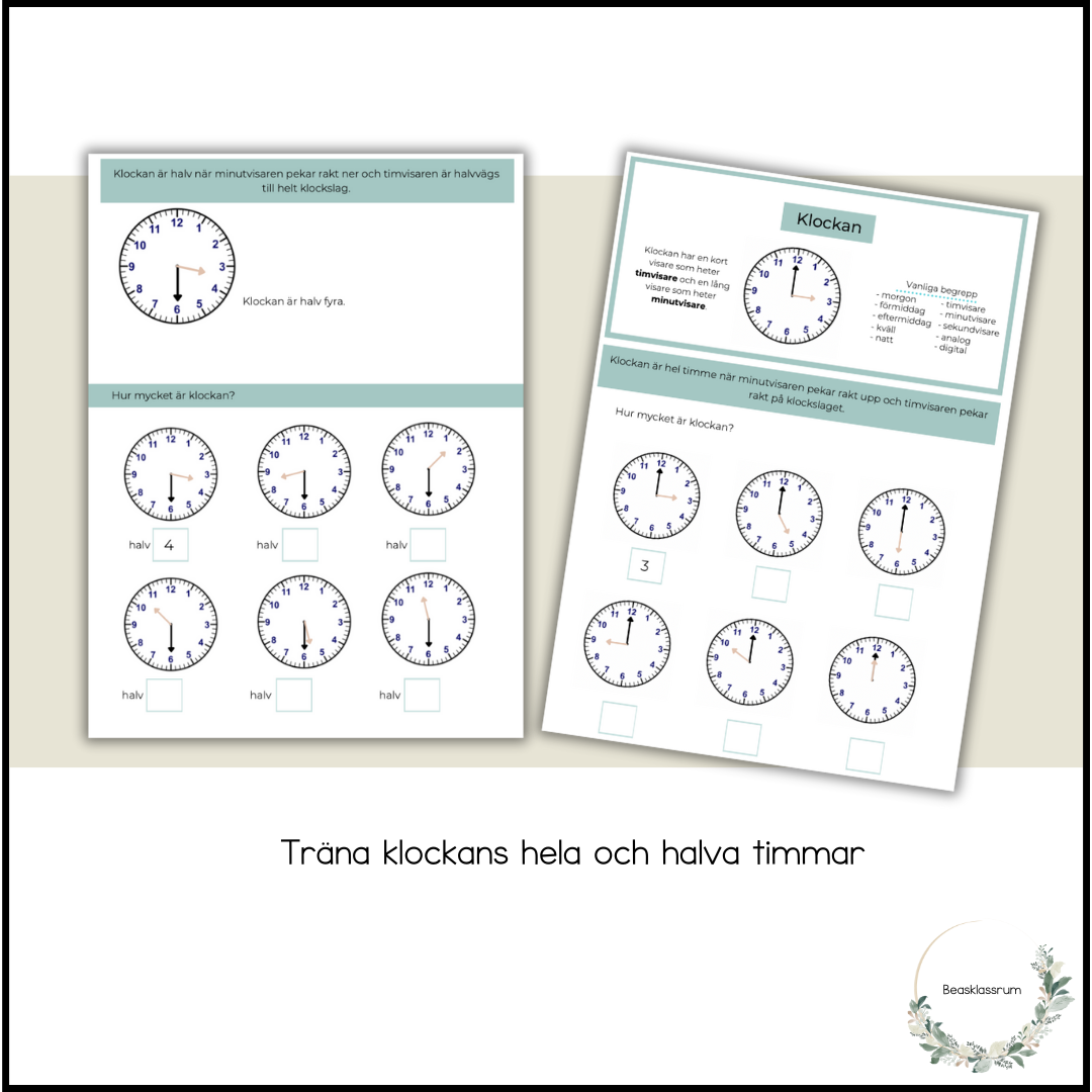 Klockan - hel och halv timme