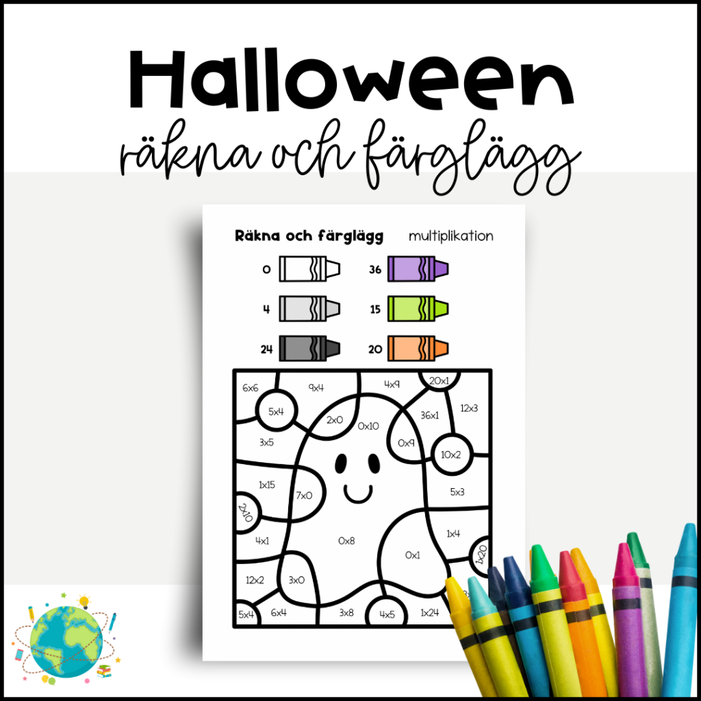 Halloween – Räkna och färglägg multiplikation