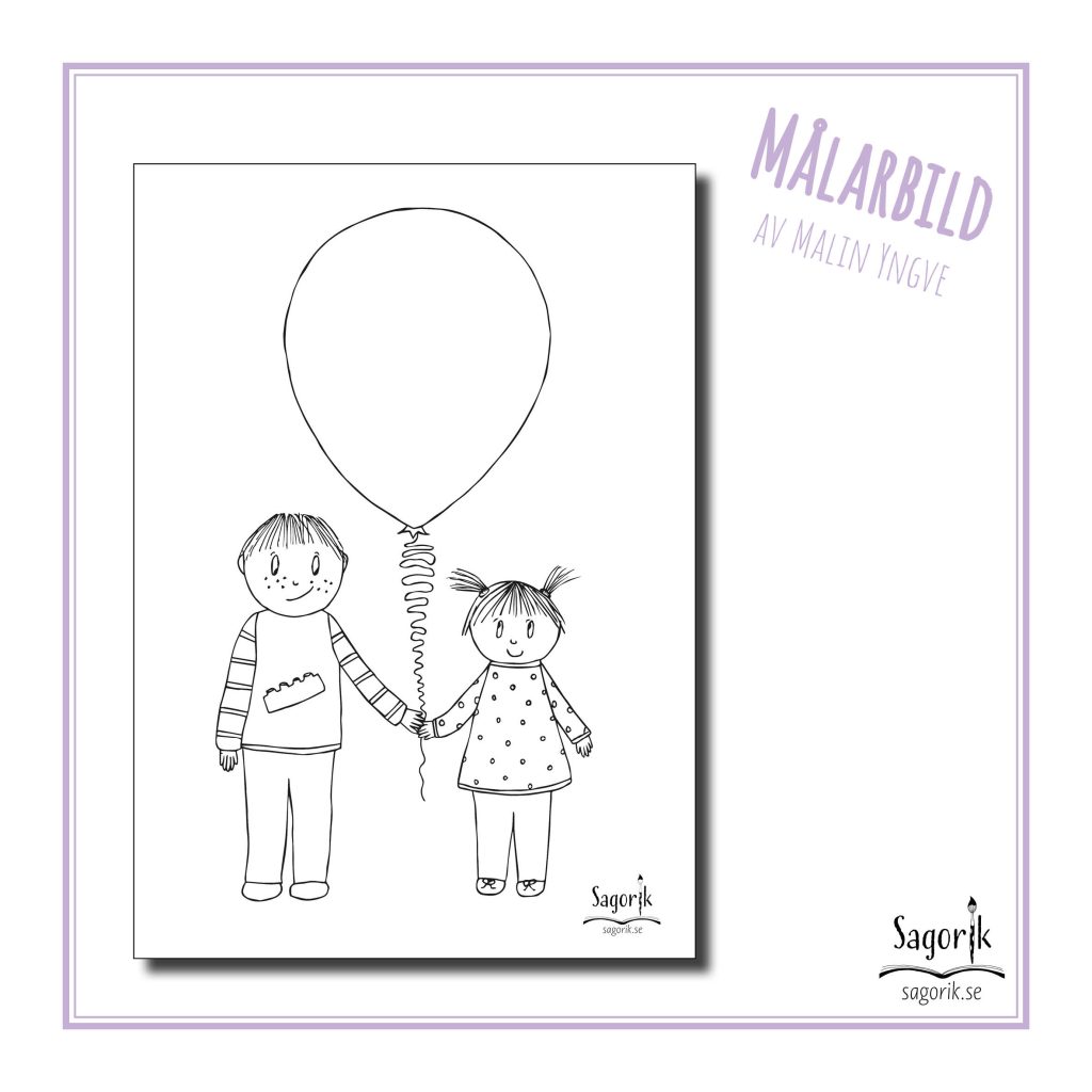 Målarbild – Barn med ballong
