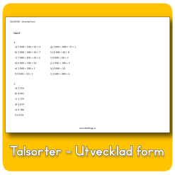 Facit till Talsorter - Utvecklad form