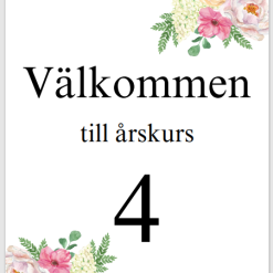 Korridorsskylt (Välkommen till åk, Välkommen till klass 1-9 A,B,C)