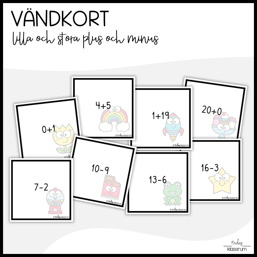 Vändkort: Lilla/stora plus och minus