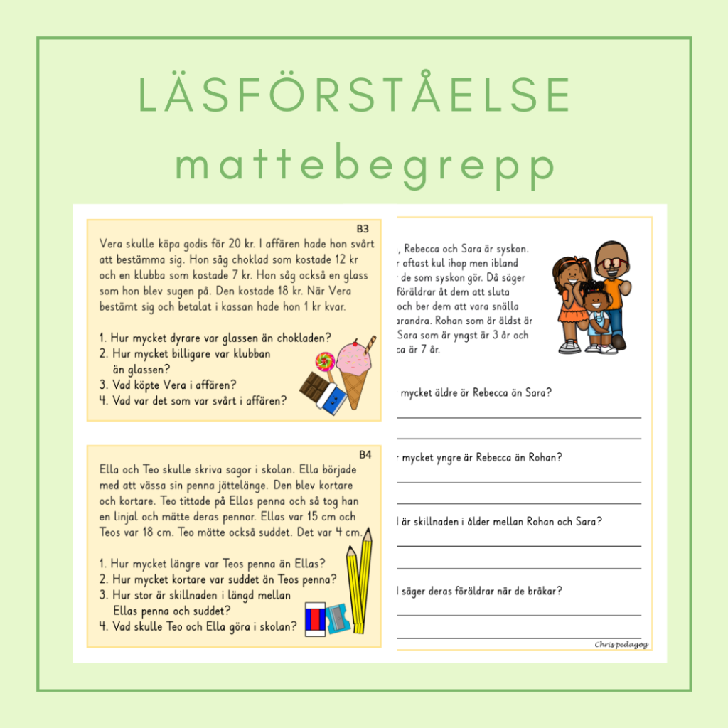 Läsförståelse mattebegrepp