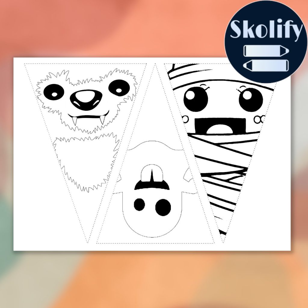 Halloween Pyssel – 10 Figurer – Klipp, Färglägg och Dekorera!