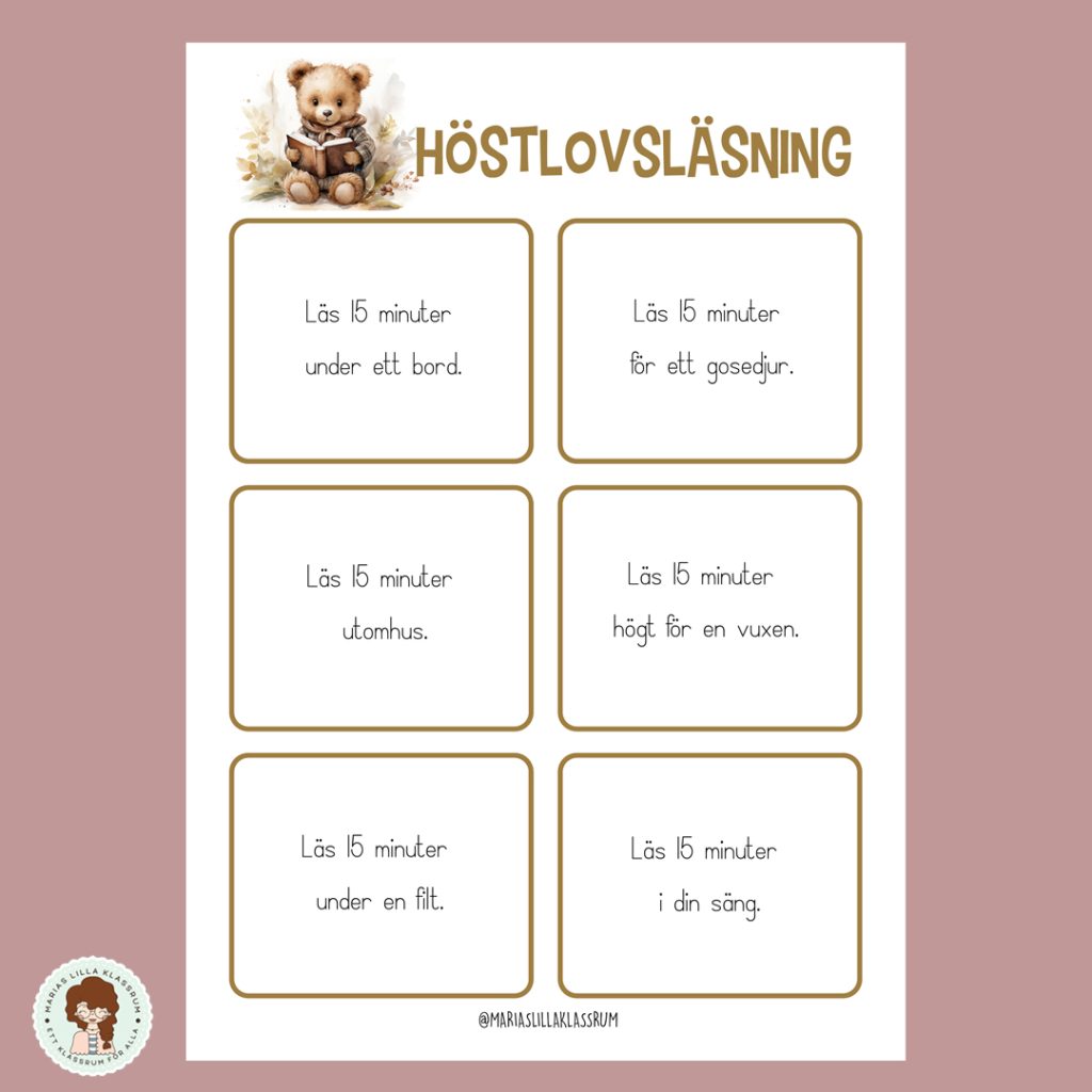 Läsuppdrag under läslovet