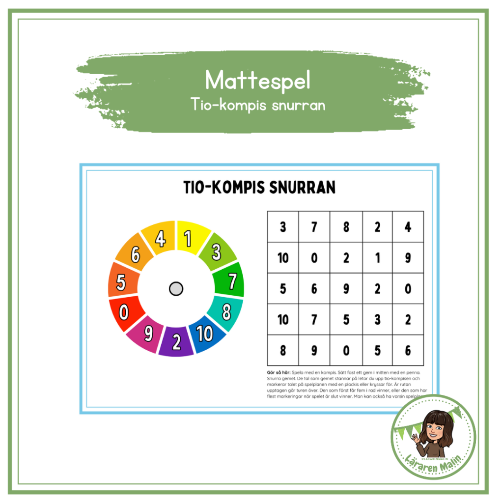 Mattespel – tio-kompis snurran