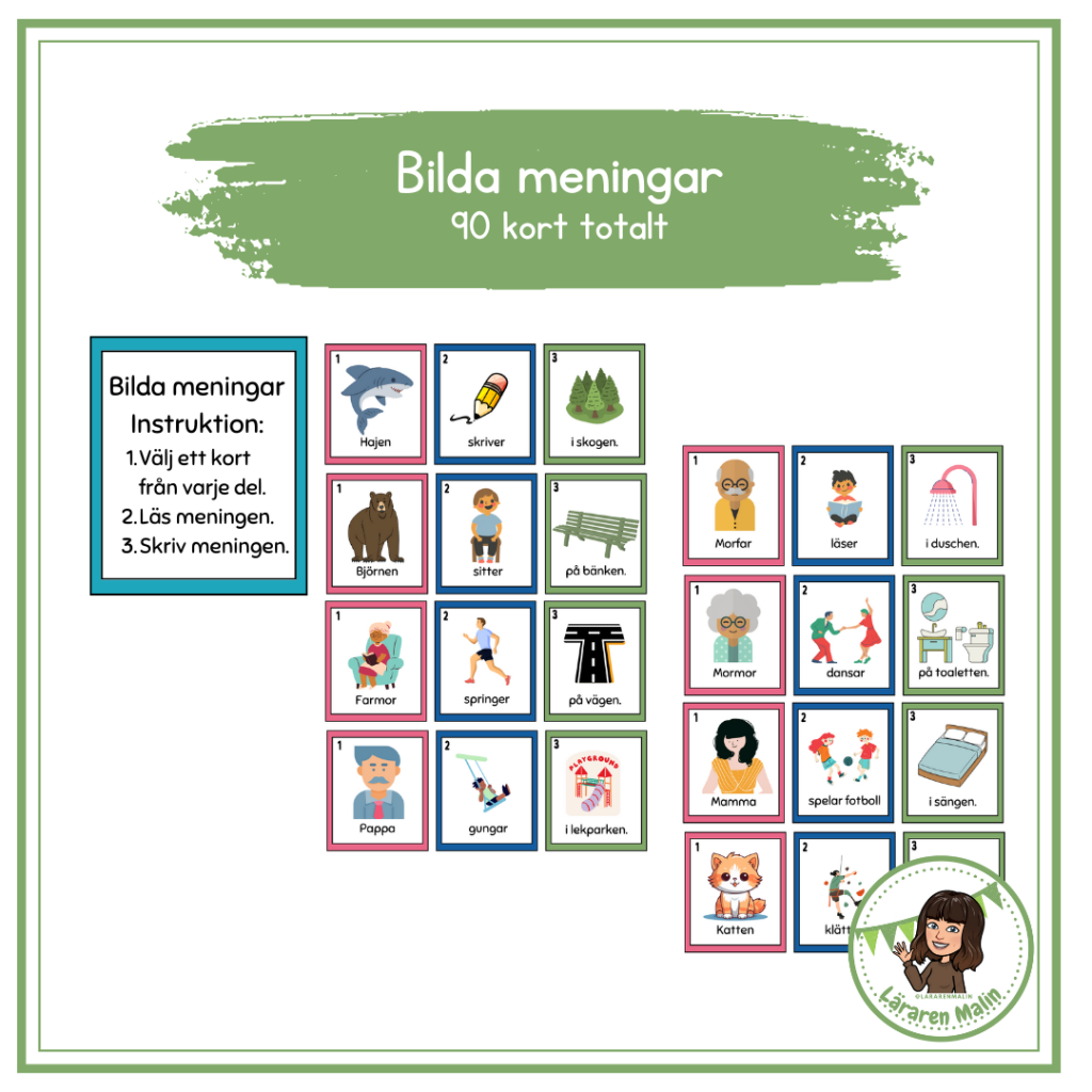 Bilda meningar (90 kort totalt)