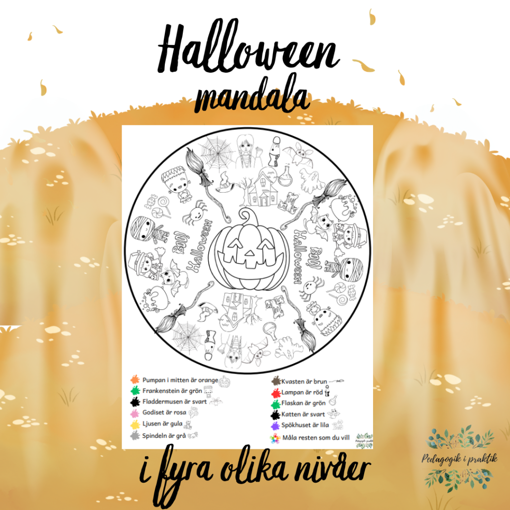 Mandala Halloween i 4 olika nivåer.