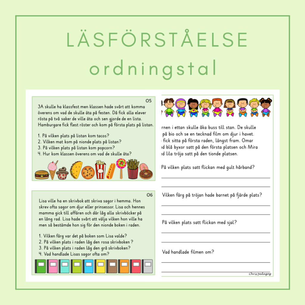 Läsförståelse ordningstal