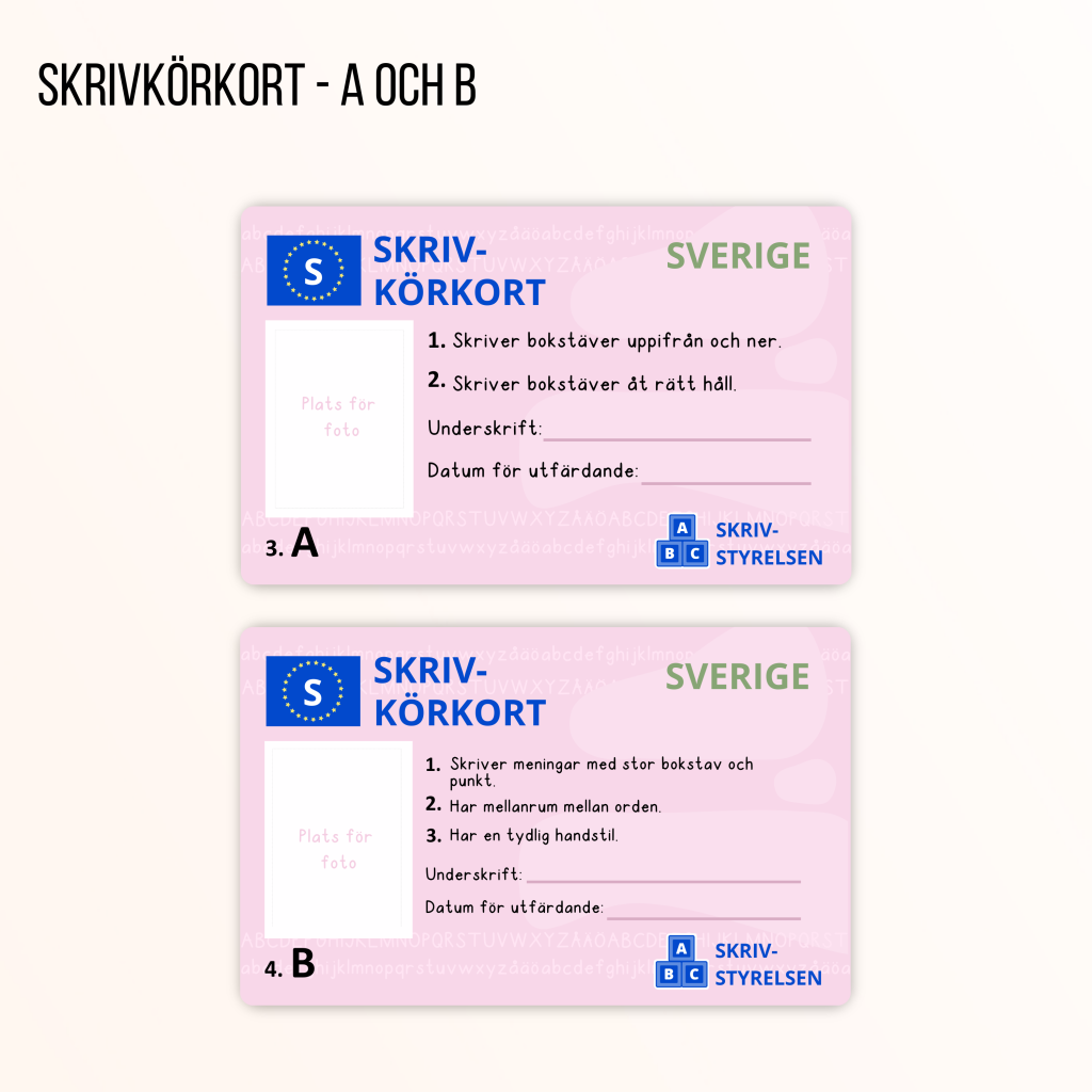 Skrivkörkort A och B