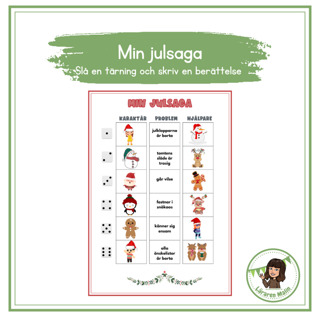 Min julsaga- kasta en tärning och skriv en saga