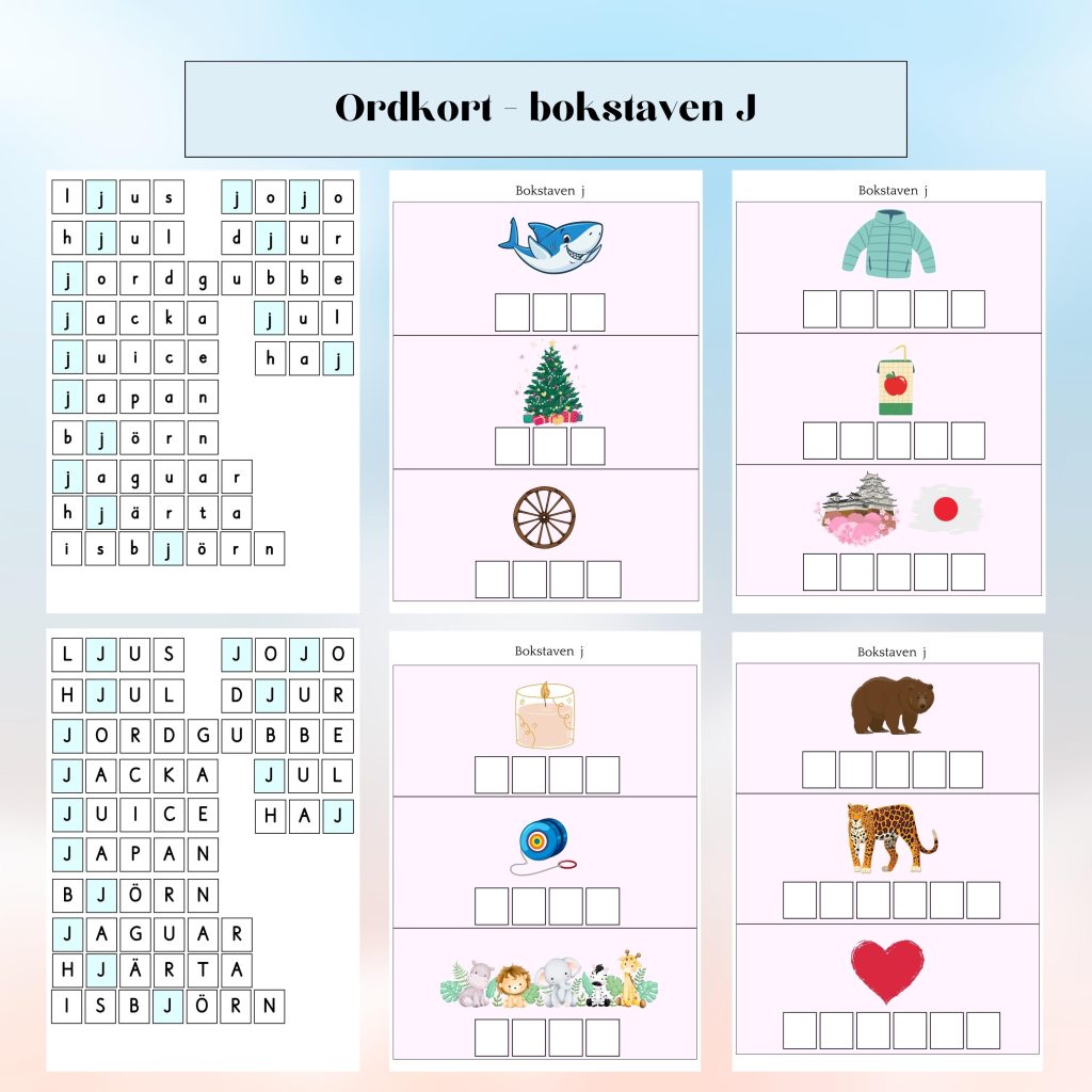 Ordkort – bokstaven J