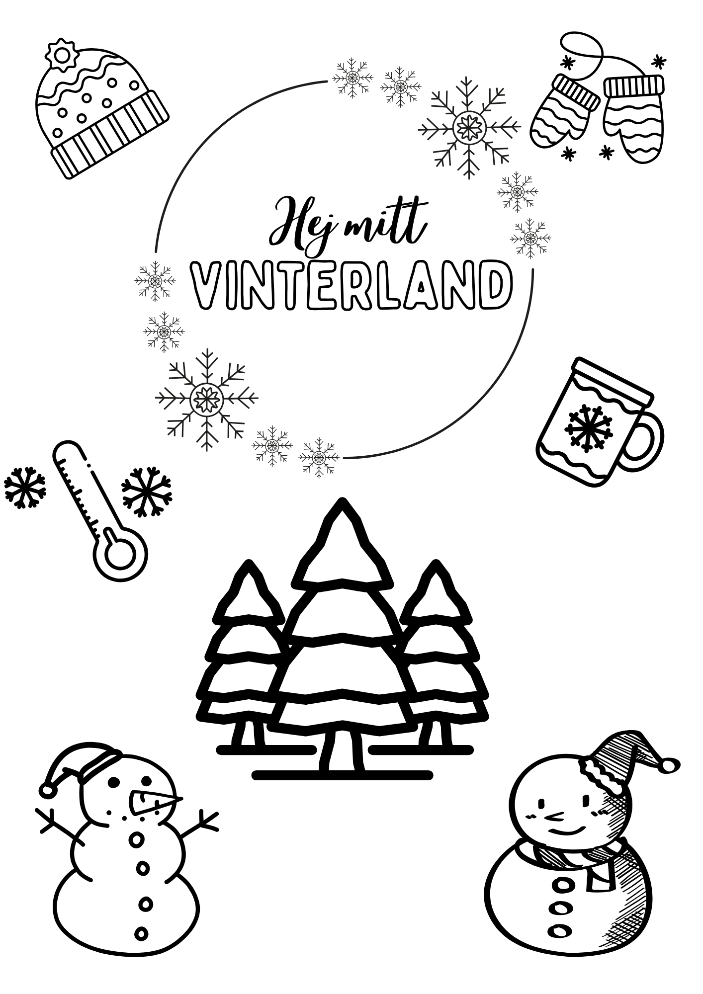 Målarbok/målarbilder med jul- vintertema