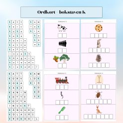 Ordkort - bokstaven K