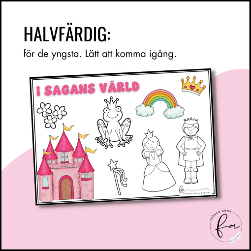 Bordstablett / Färgläggning / Arbetsblad med Sagotema