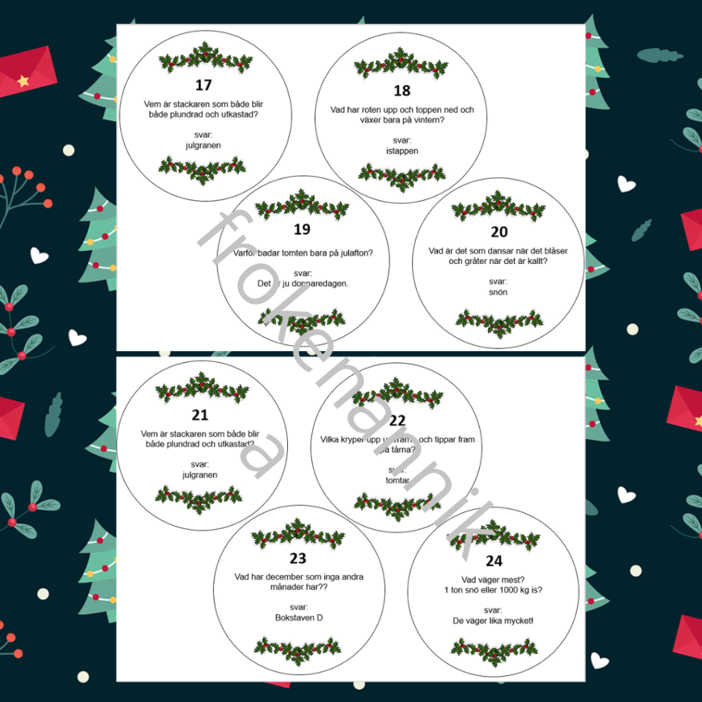 julkalender med julgåtor