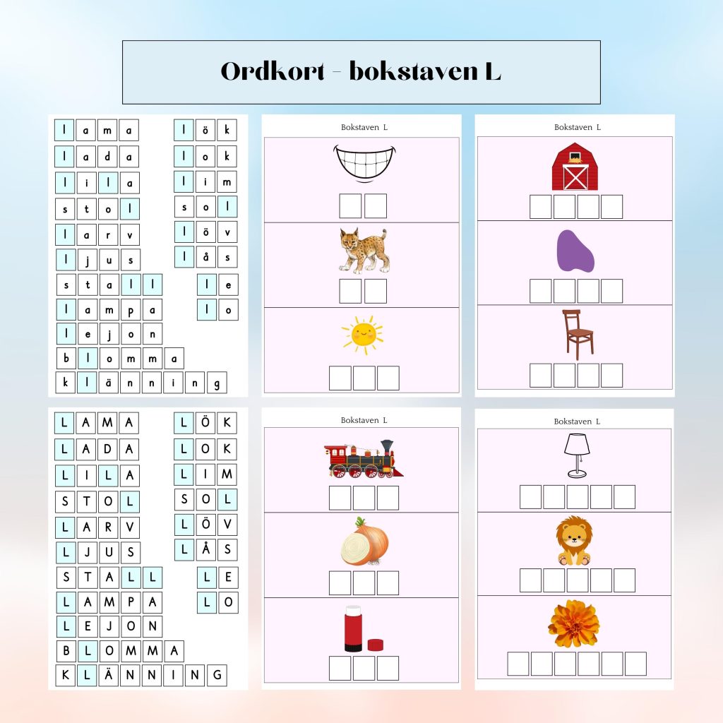 Ordkort – bokstaven L