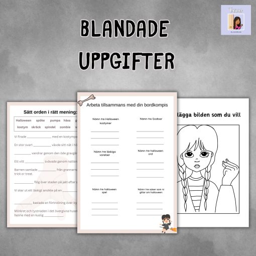 Halloween häfte med blandade uppgifter (åk 1-3)