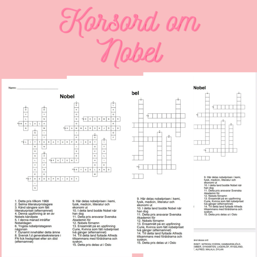 Korsord och ordsök om Nobel