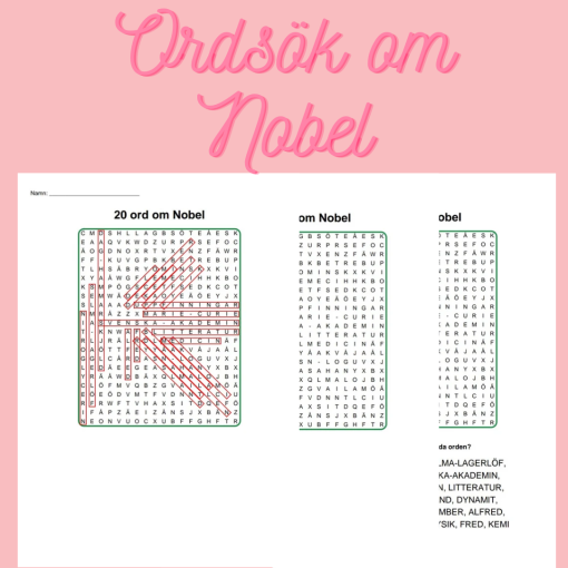 Korsord och ordsök om Nobel