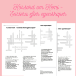 Korsord och ordsök om Kemi – Sortera efter egenskaper - bild 1
