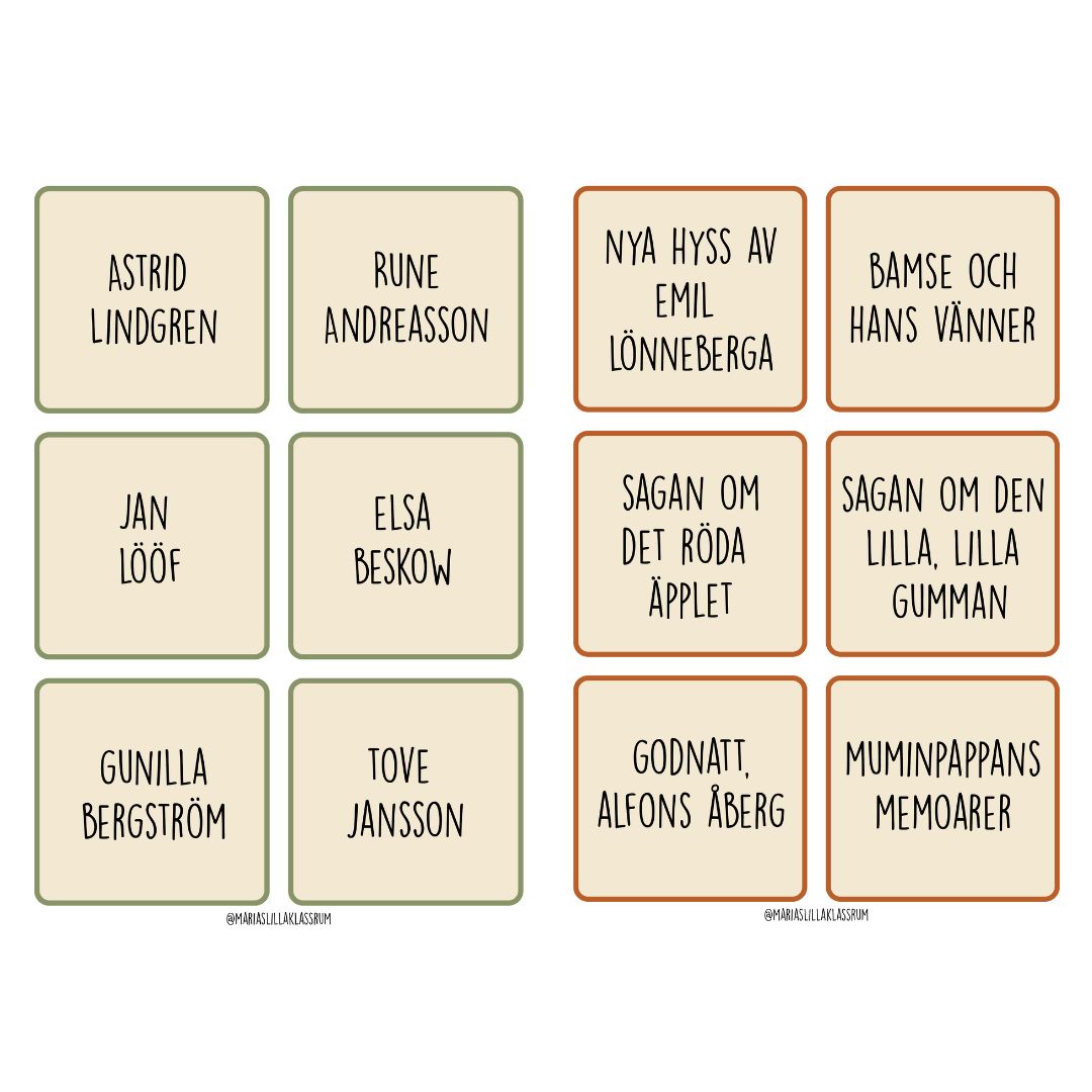 Faktakort - 6 barnboksförfattare